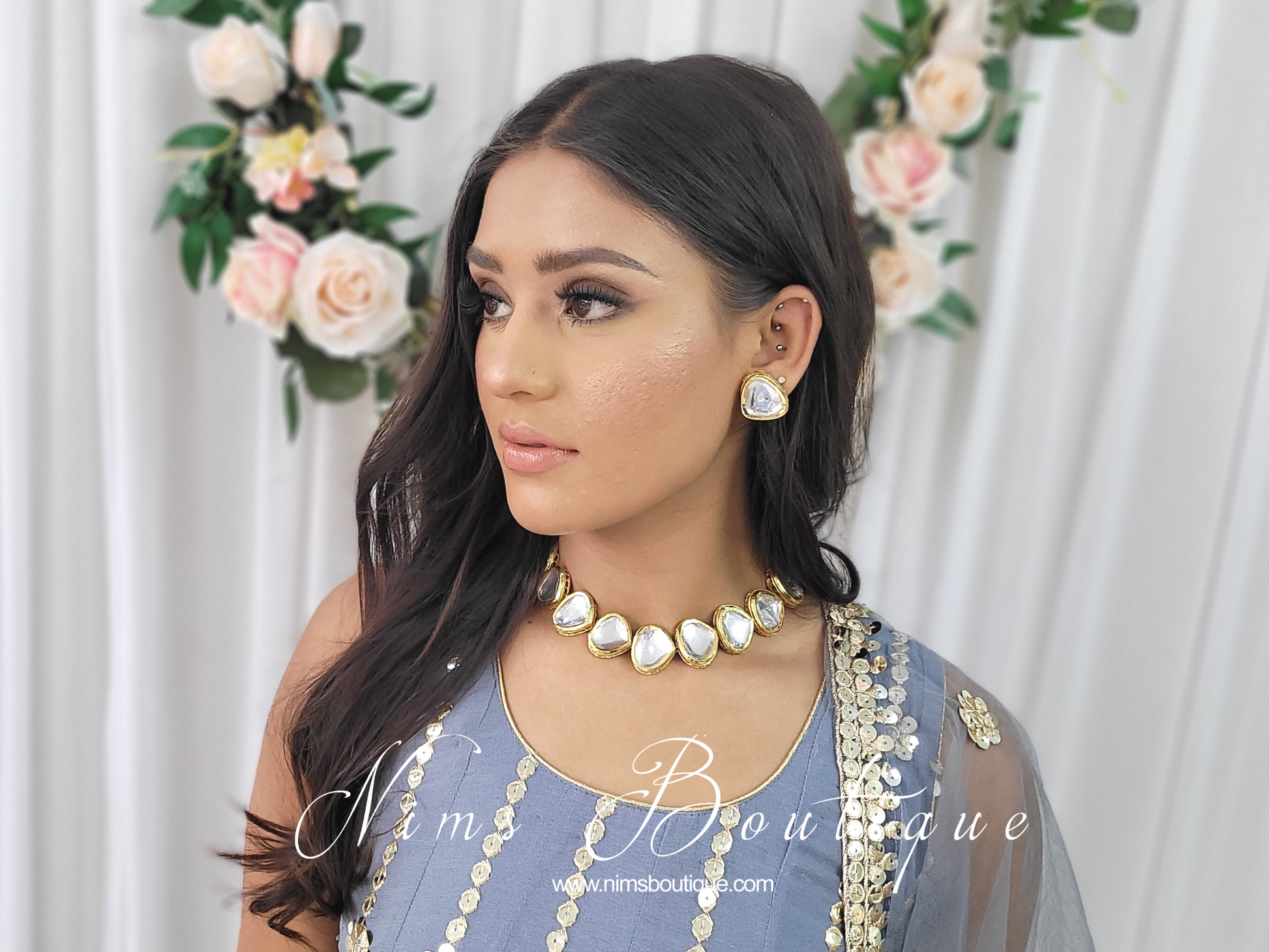 Nims Boutique Lara Classic Kundan Set with stud earrings