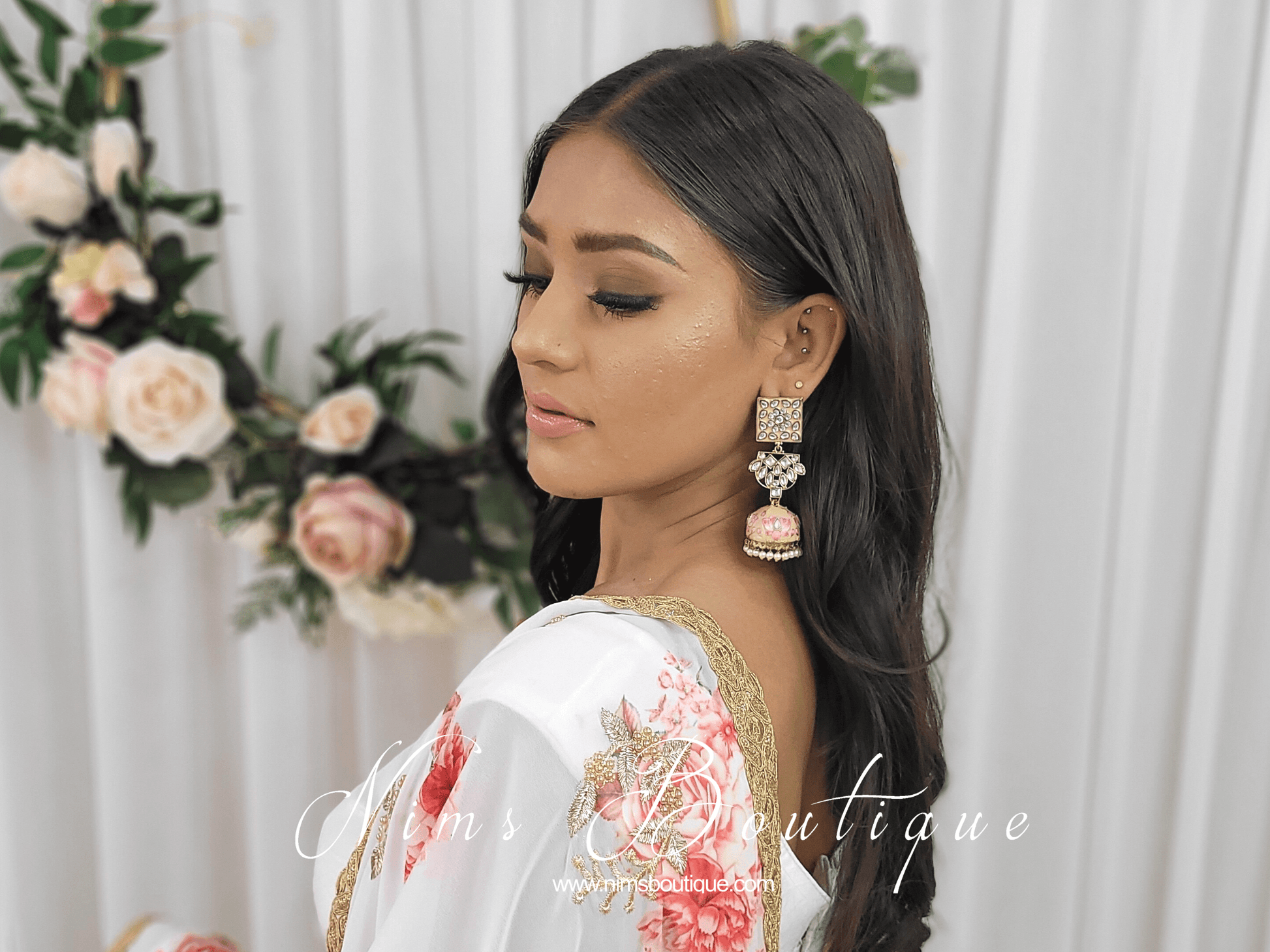 Nims Boutique Payal Peach Blossom Chumke Earrings