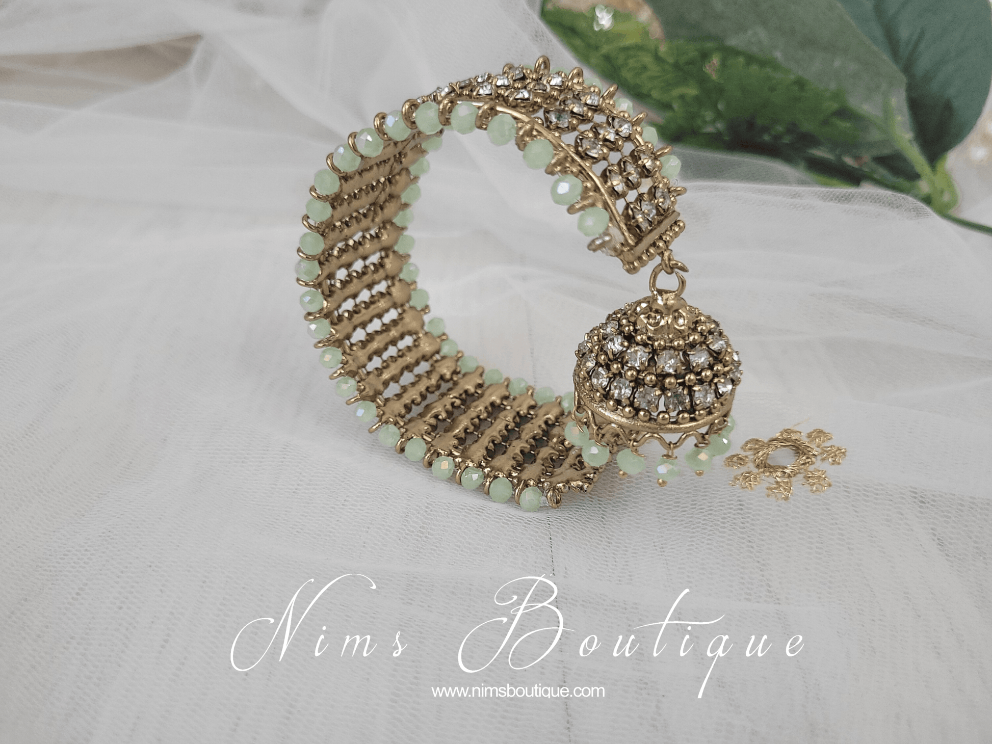 Nims Boutique Royal Mint Bracelet with hanging chumka