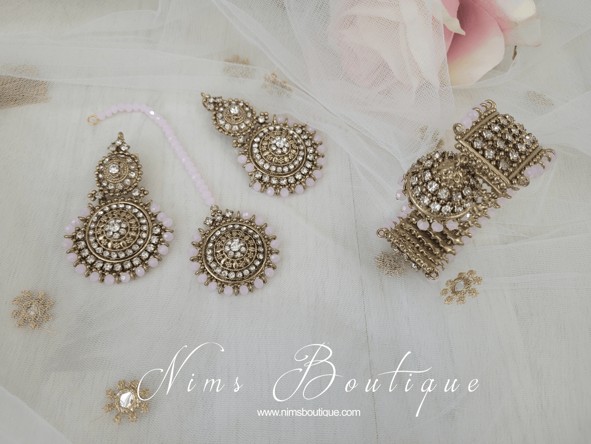 Nims Boutique Royal Blush Bracelet with hanging chumka