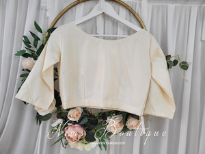 NB Cream High Neck Silk Blouse with sleeves (size 4-20)