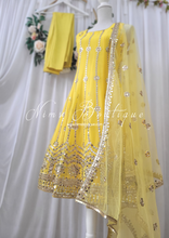Sofiya Yellow Sequin Anarkali Suit with Pajami (Sizes 4-6)