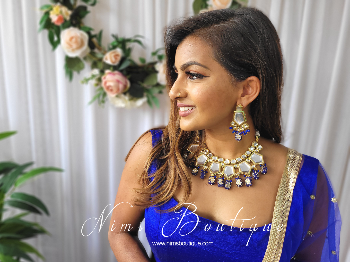 Elena Kundan & Royal Blue Set