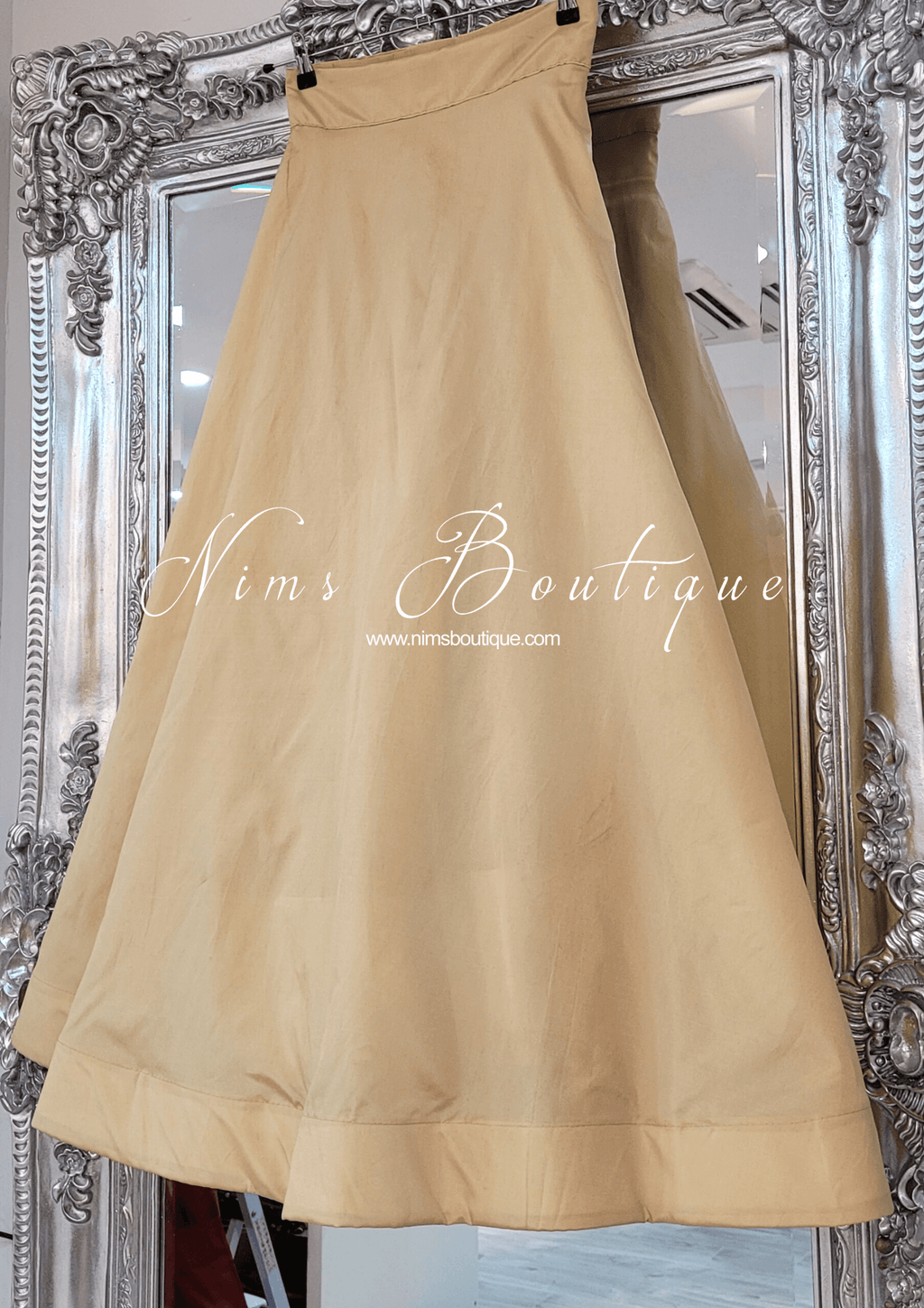 Nims Boutique Gold Plain Semi stitched skirt/lehnga