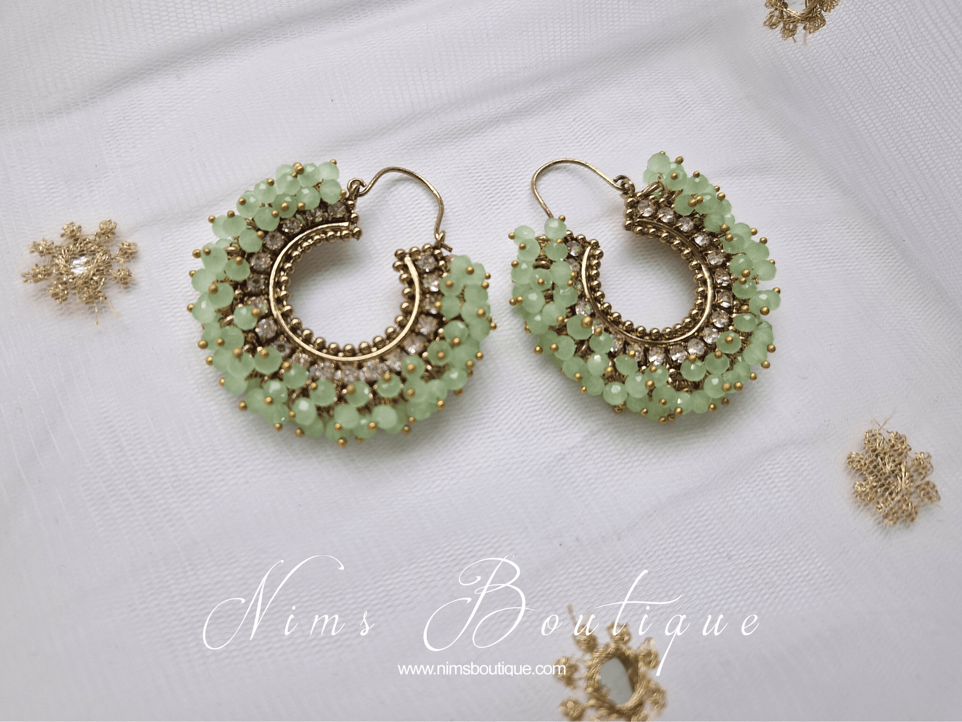 Nims Boutique Meghna Royal Mint Hoop Earrings