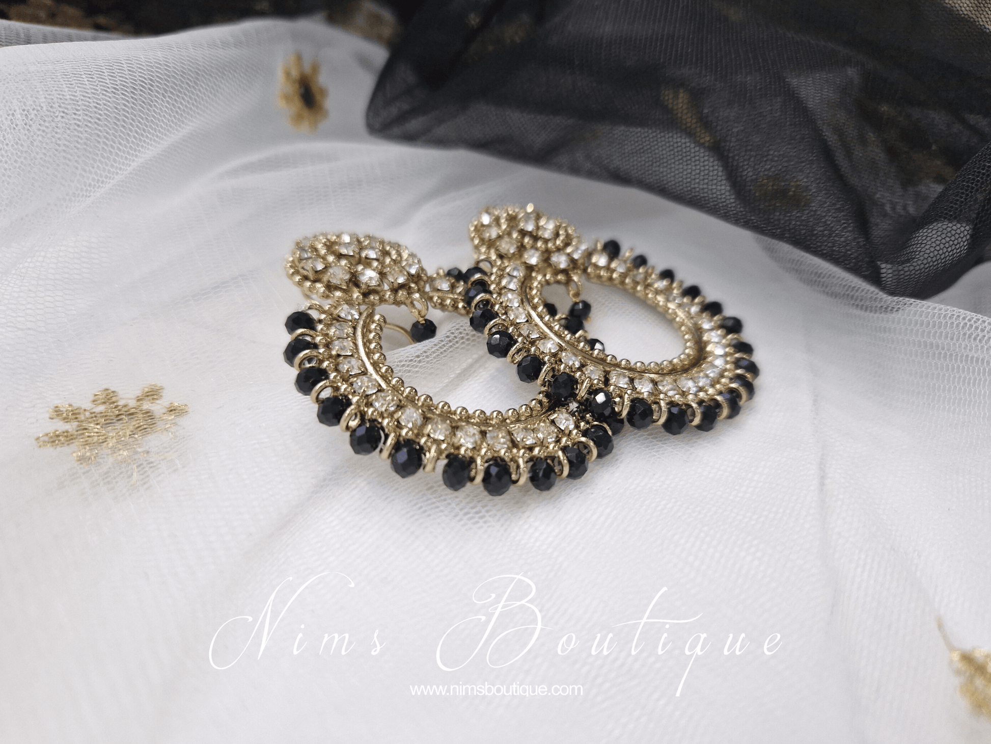 Nims Boutique Laila Royal Black Earrings