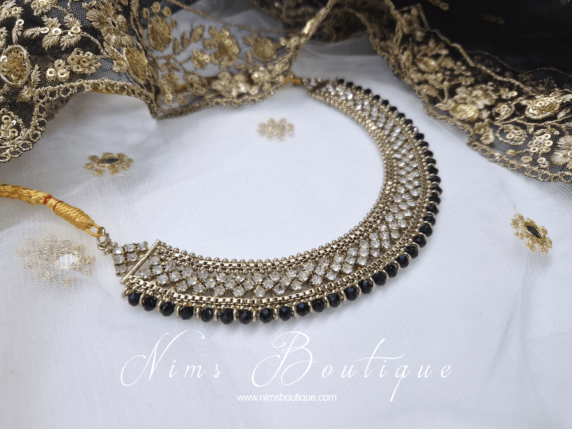 Nims Boutique Royal Statement Black Necklace