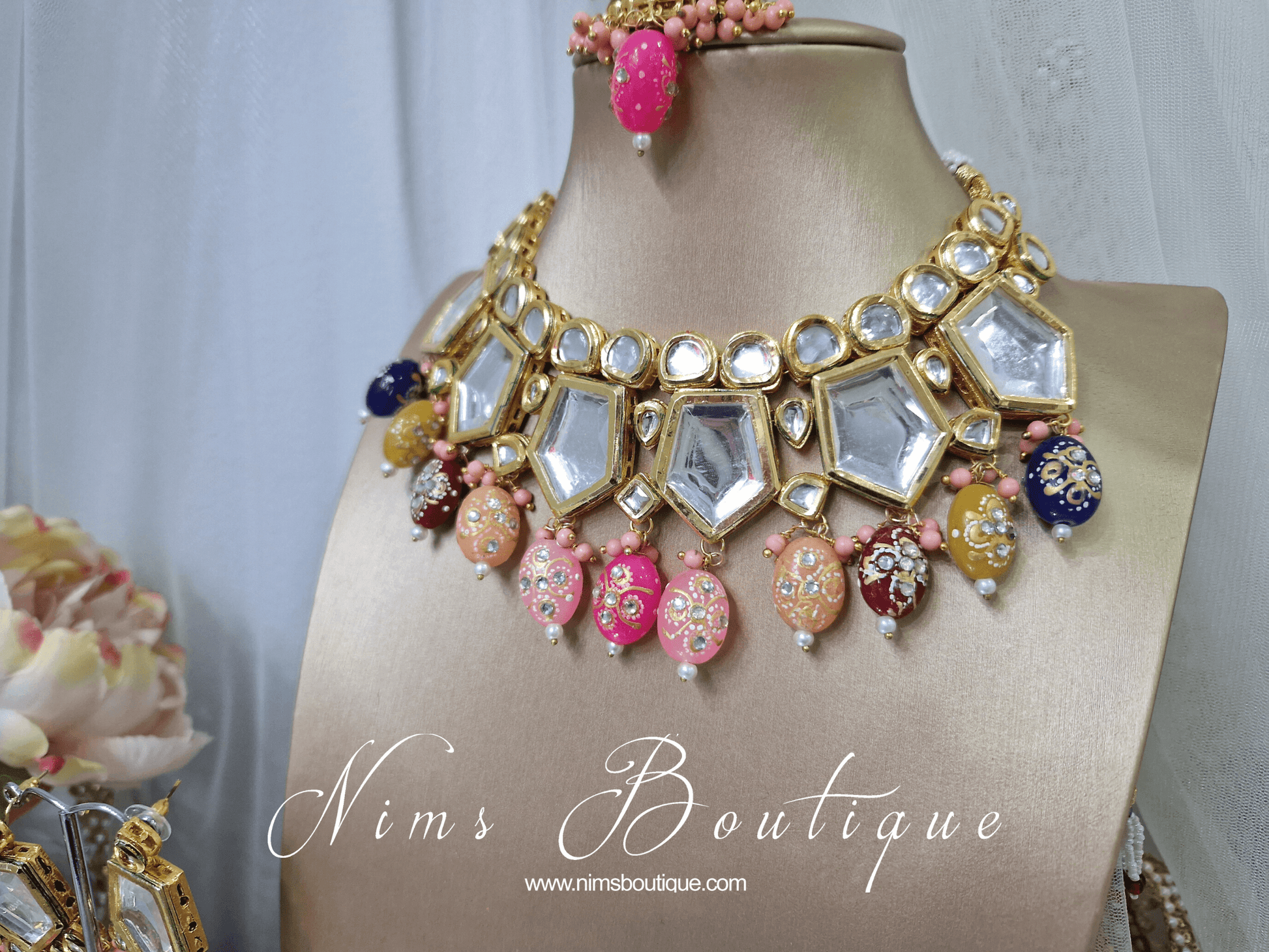 Nims Boutique Elena Kundan & Multicolour Set