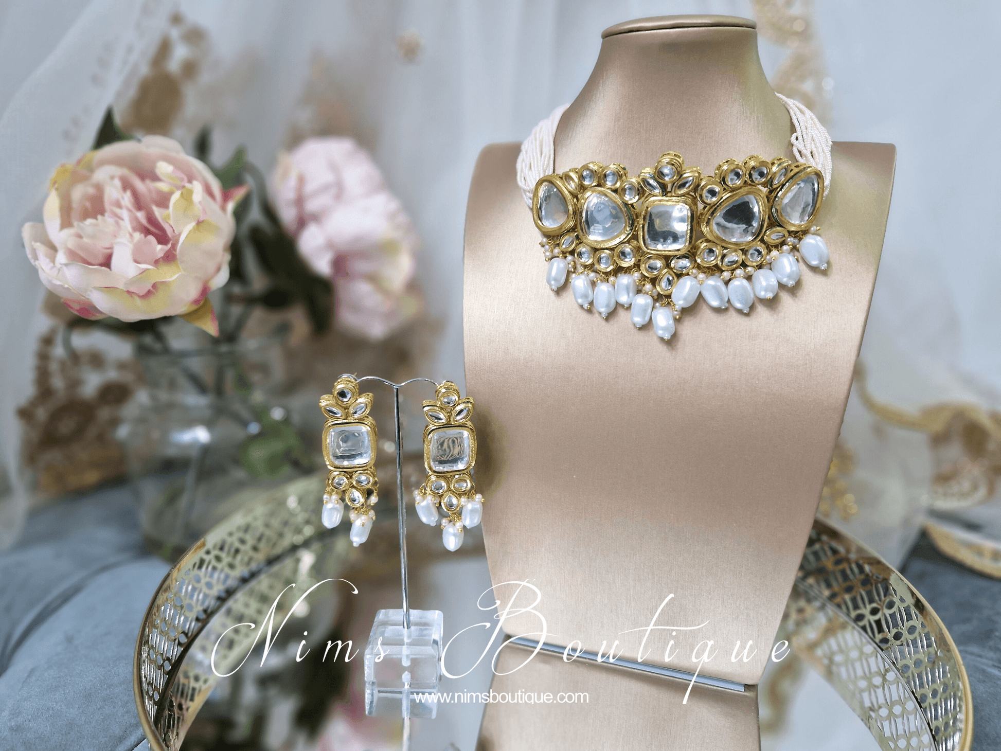 Nims Boutique Raman Pearl Kundan Choker Set