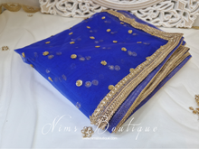 Luxury Royal Blue Net Sequin Dupatta/Chunni (LNS13)