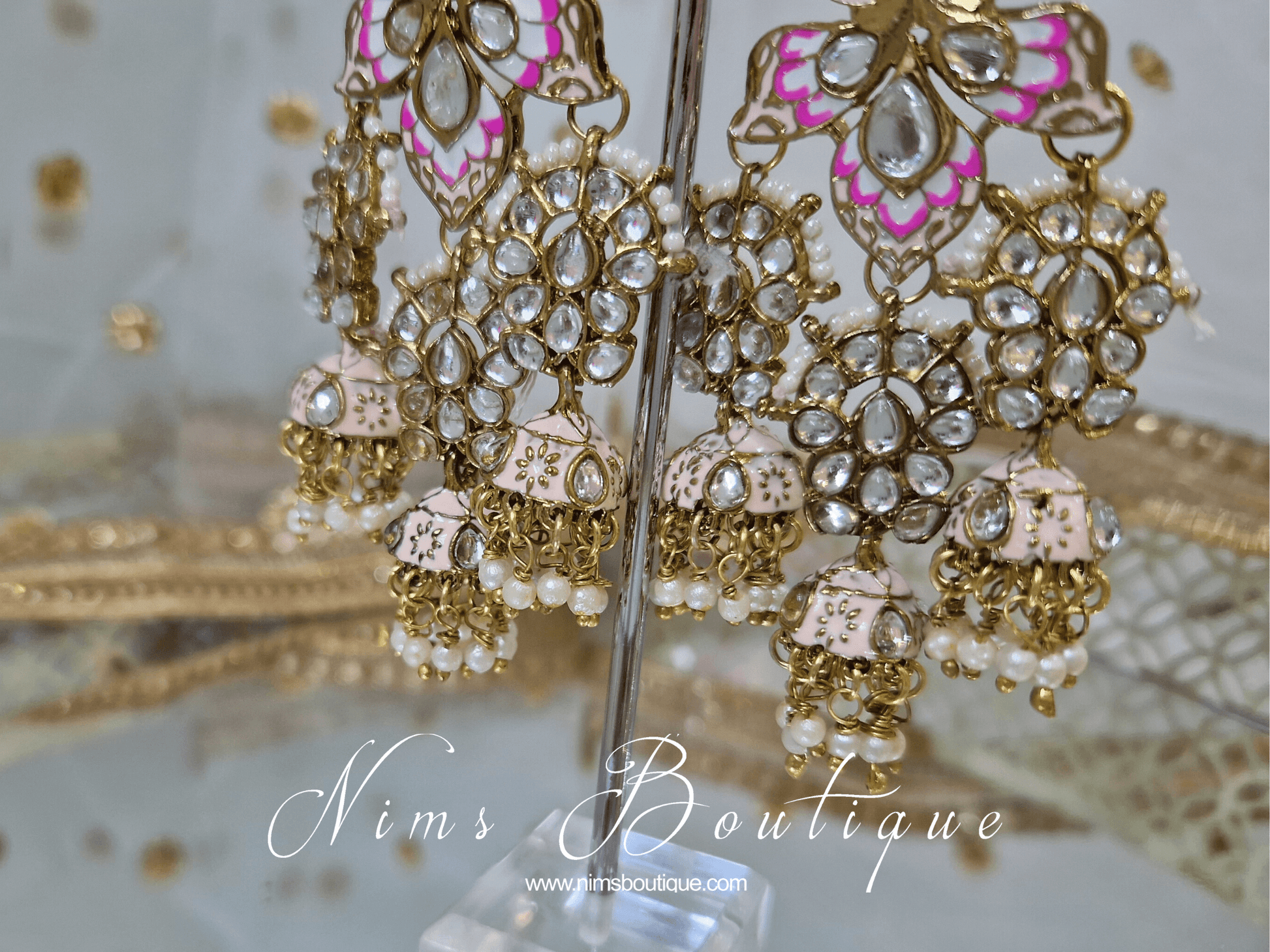 Nims Boutique Ariana Luxury Peach Meenakari Earrings