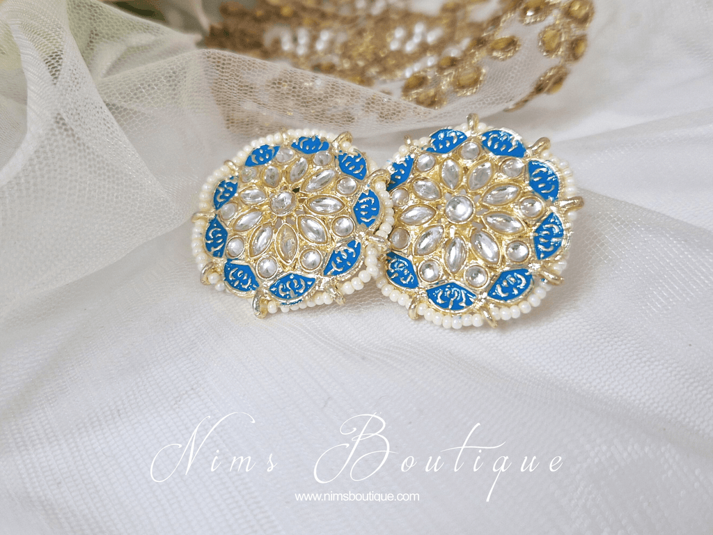 Nims Boutique Divya Blue Meenakari Stud Earrings