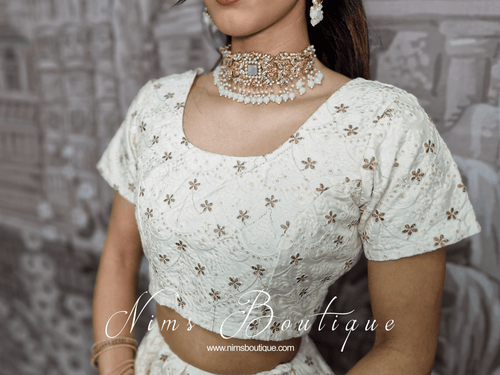 Nims Boutique Isabel Readymade Ivory & Gold Embroidered Blouse size 8-10