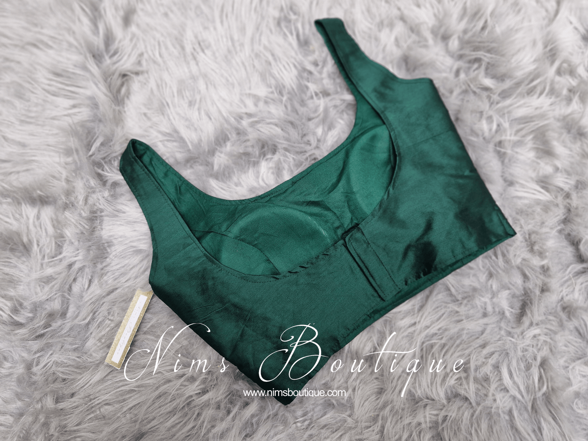 Nims Boutique The NB Dark Green Silk Blouse petite sizes 4-8