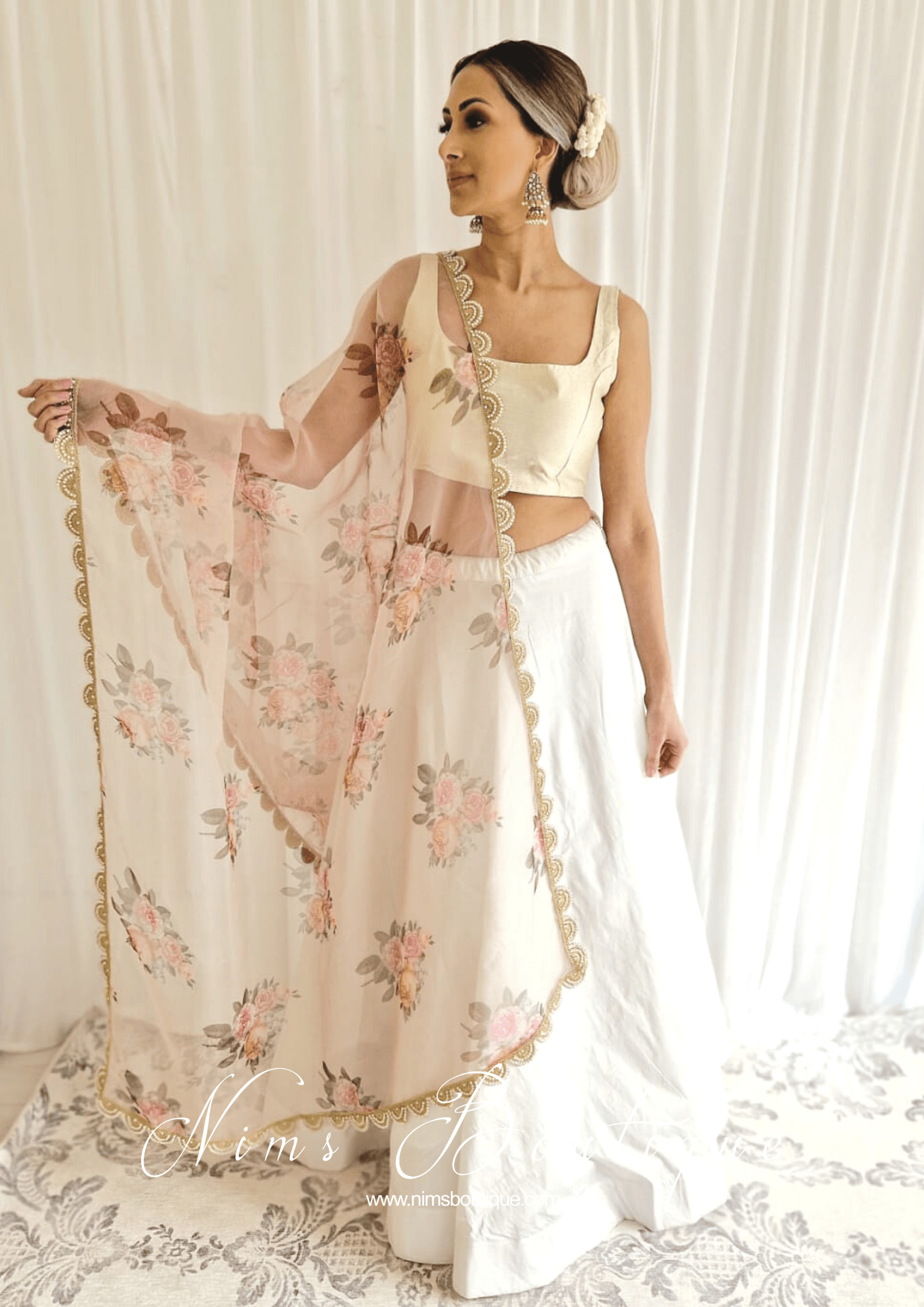 Nims Boutique Readymade White Silk skirt/lehnga sizes 4-22