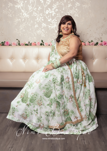 Florella Ivory & Green Georgette Dupatta/Chunni