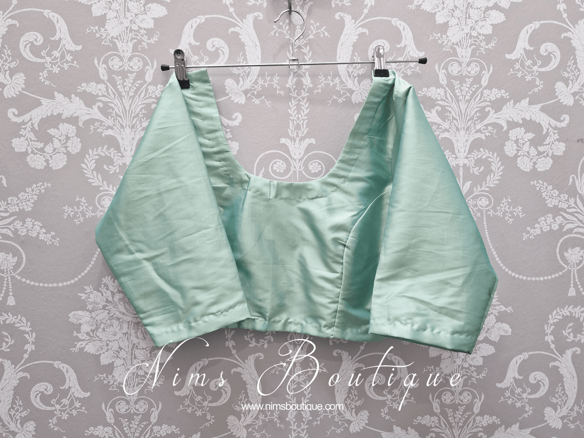 Nims Boutique Mint Pure Silk Scoop Neck Blouse with sleeves size 4-24