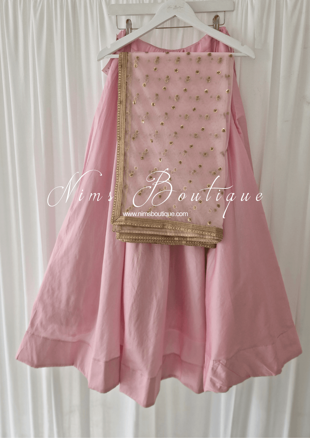 Nims Boutique Luxury Light Pink Net Sequin Dupatta/Chunni LNS8