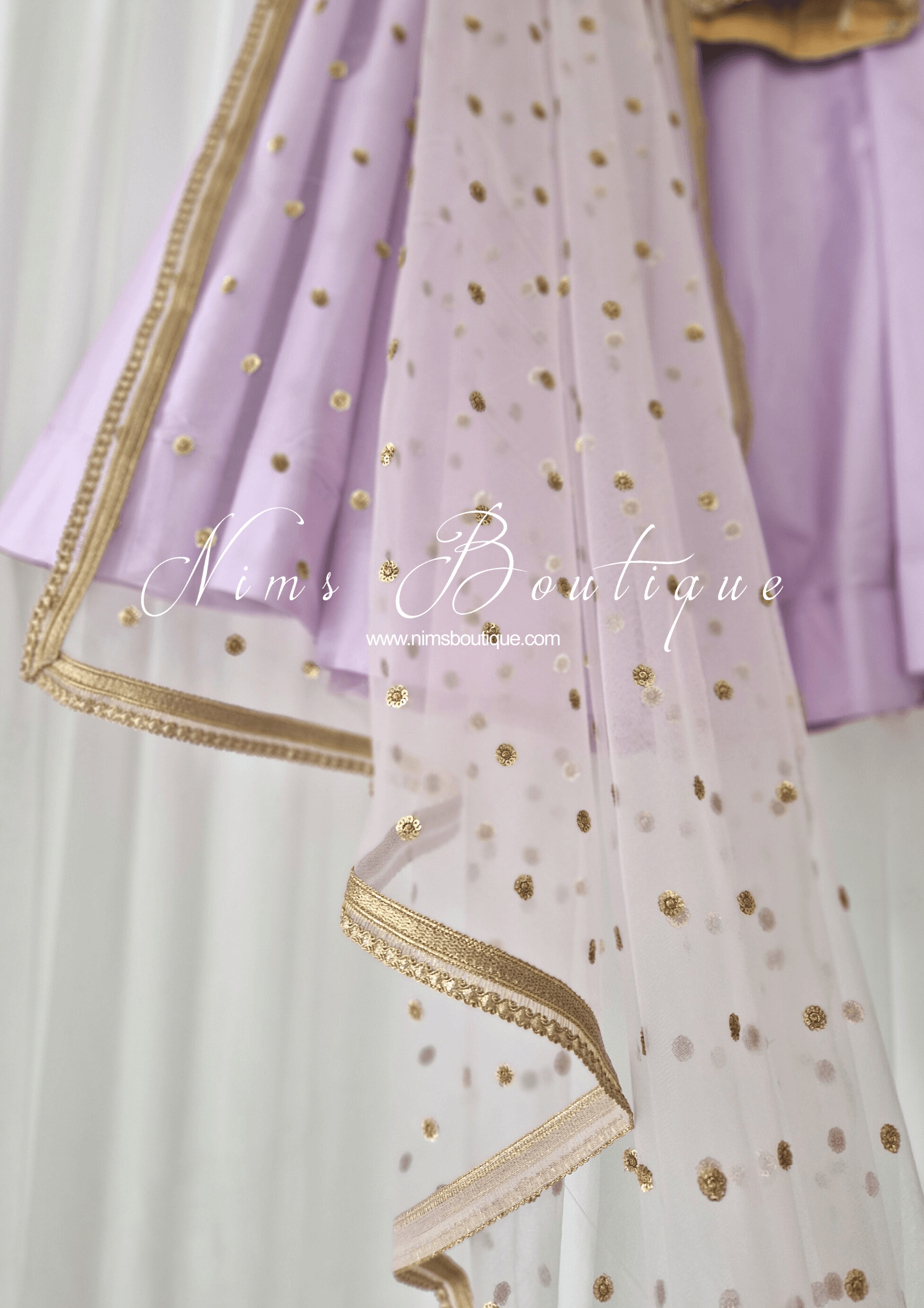 Nims Boutique Luxury Light Lilac Net Sequin Dupatta/Chunni LNS6