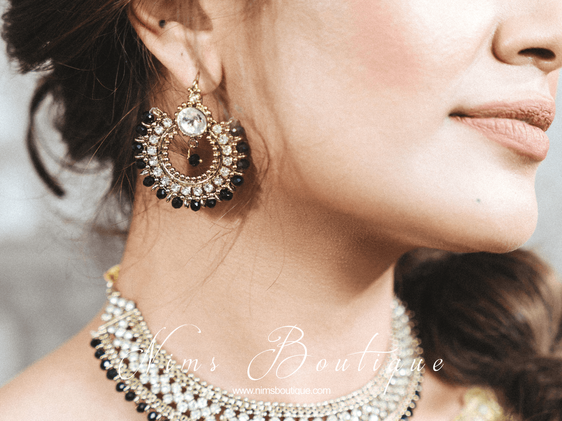 Nims Boutique Meghna Royal Black Earrings