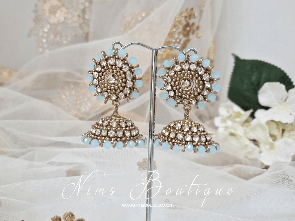 Nims Boutique Chandni Royal Antique Gold & Light Blue Chumke