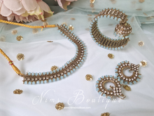 Royal Antique Gold & Light Blue Necklace