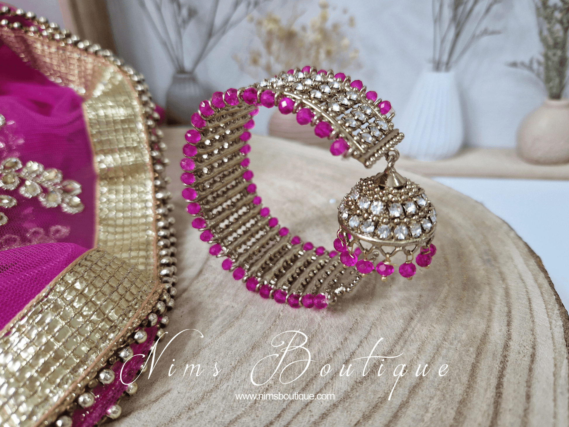 Nims Boutique Hot Pink Royal Bracelet with chumka