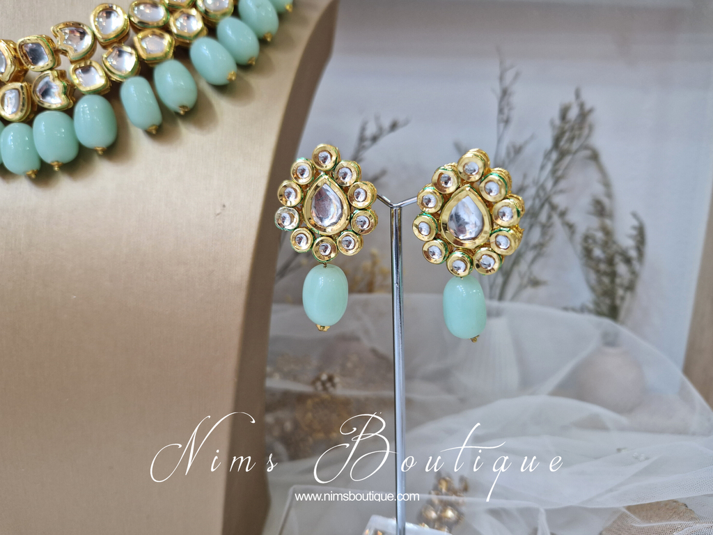 Nims Boutique Blossom Mint Akira Kundan Set