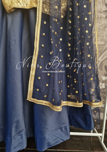 Luxury Navy Net Sequin Dupatta/Chunni (LNS10)