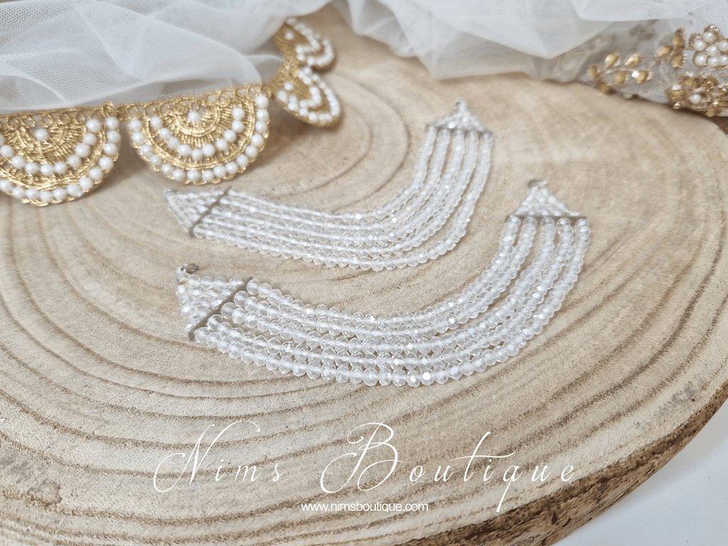 Nims Boutique Royal Clear White Earring Chains/Saharas 5 row