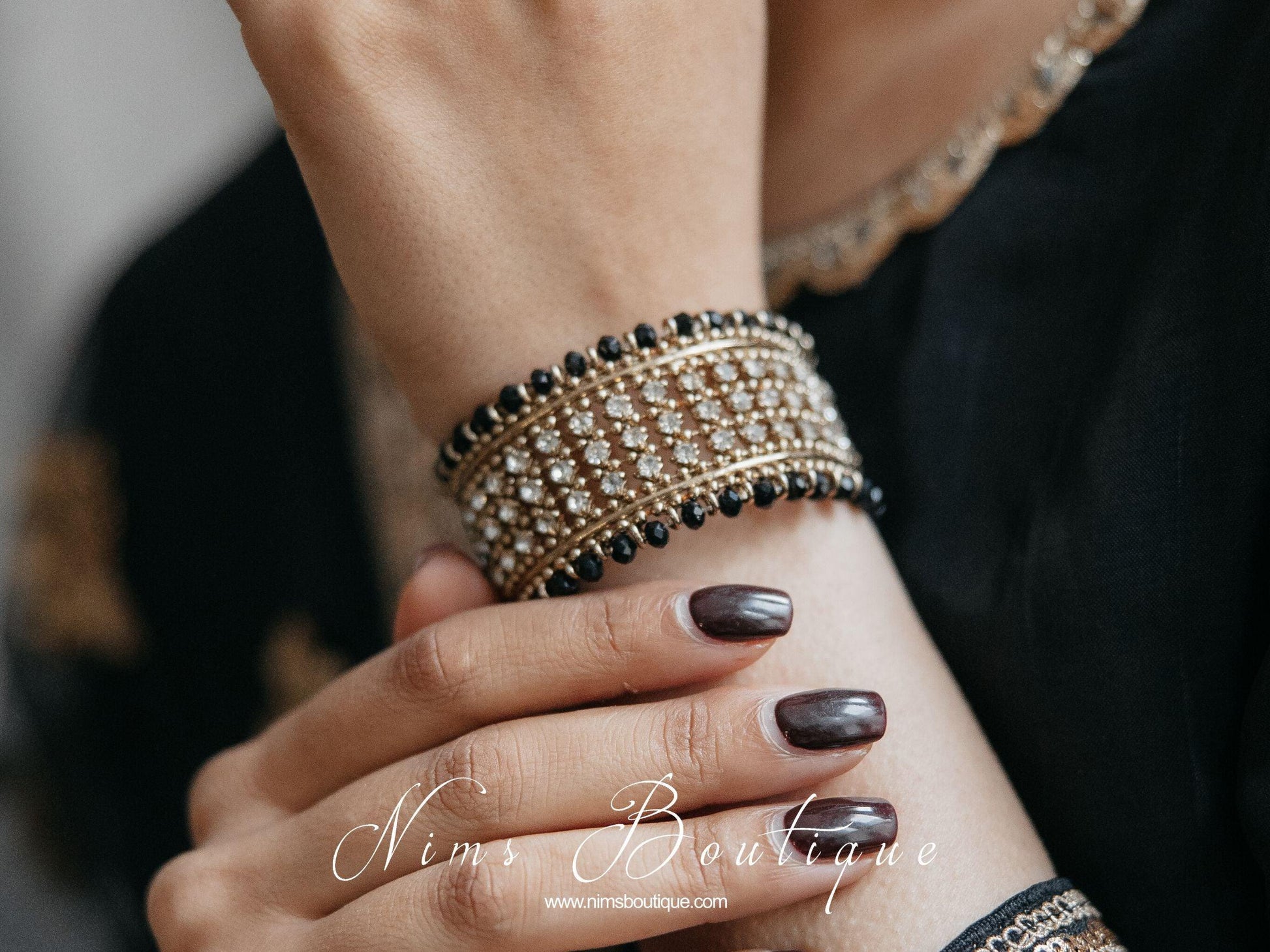 Nims Boutique Black Royal Bracelet with chumka
