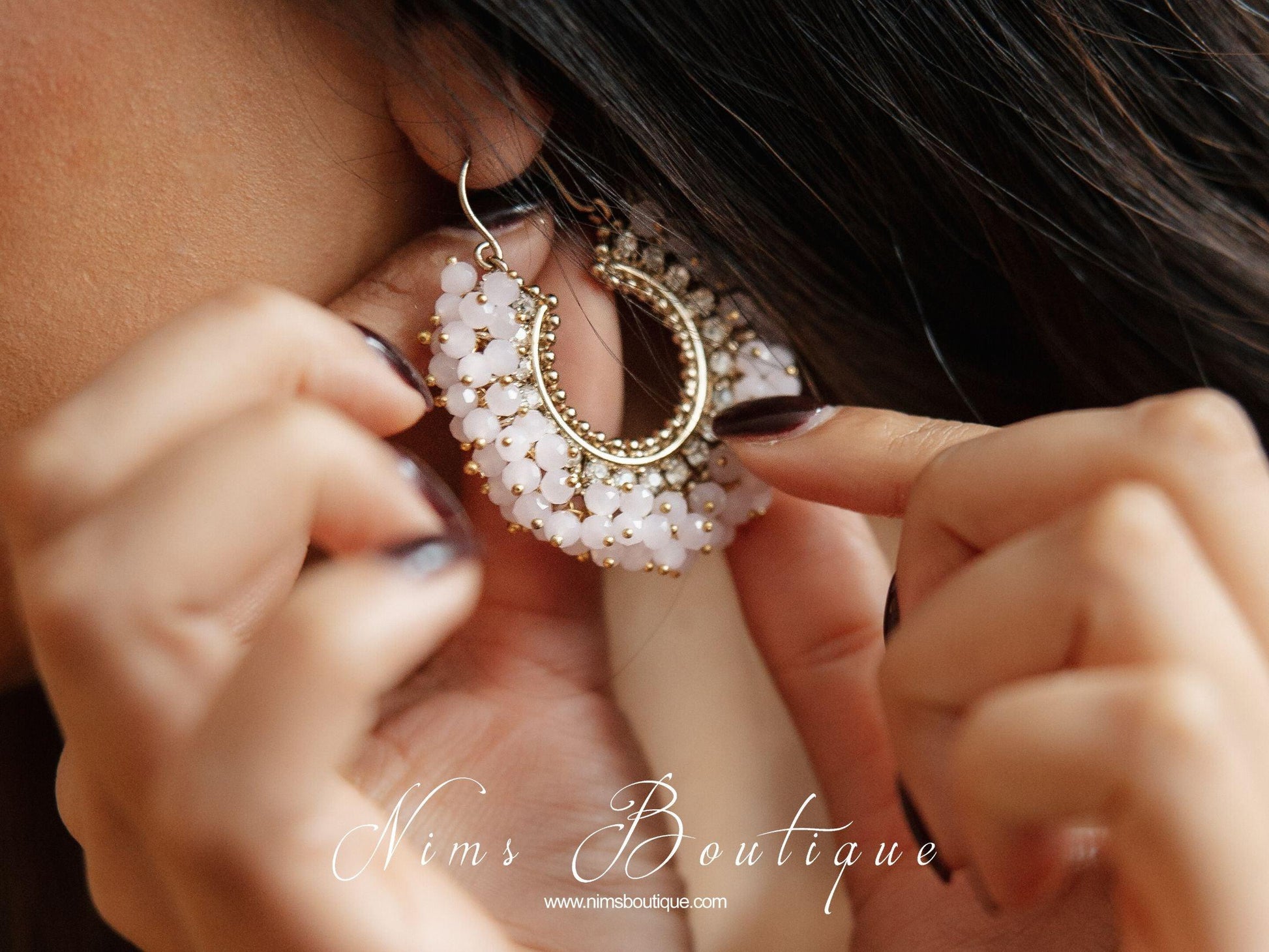 Nims Boutique Meghna Royal Blush Hoop Earrings