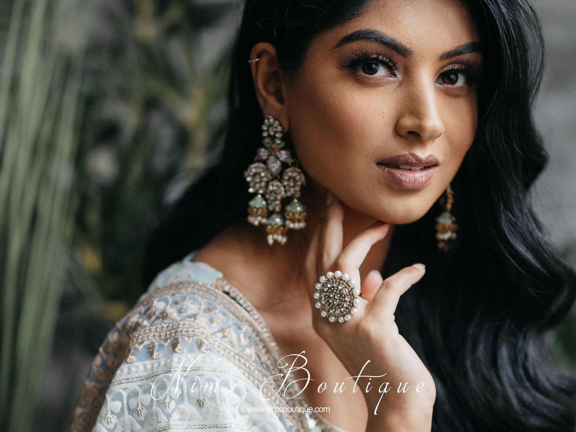 Nims Boutique Royal Pearl & Clear Stone Ring