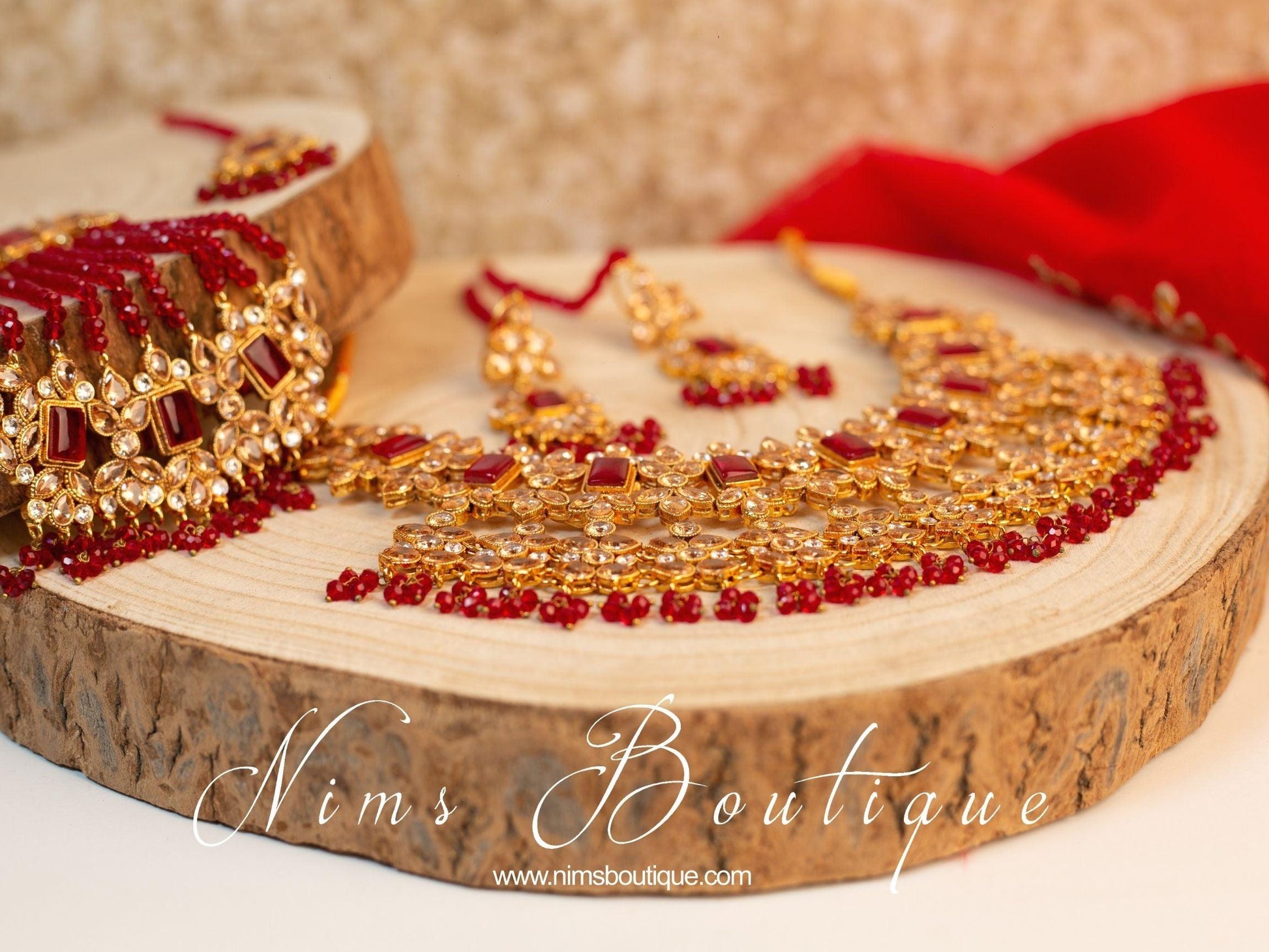 Nims Boutique Pari Maharani Red & Gold Set