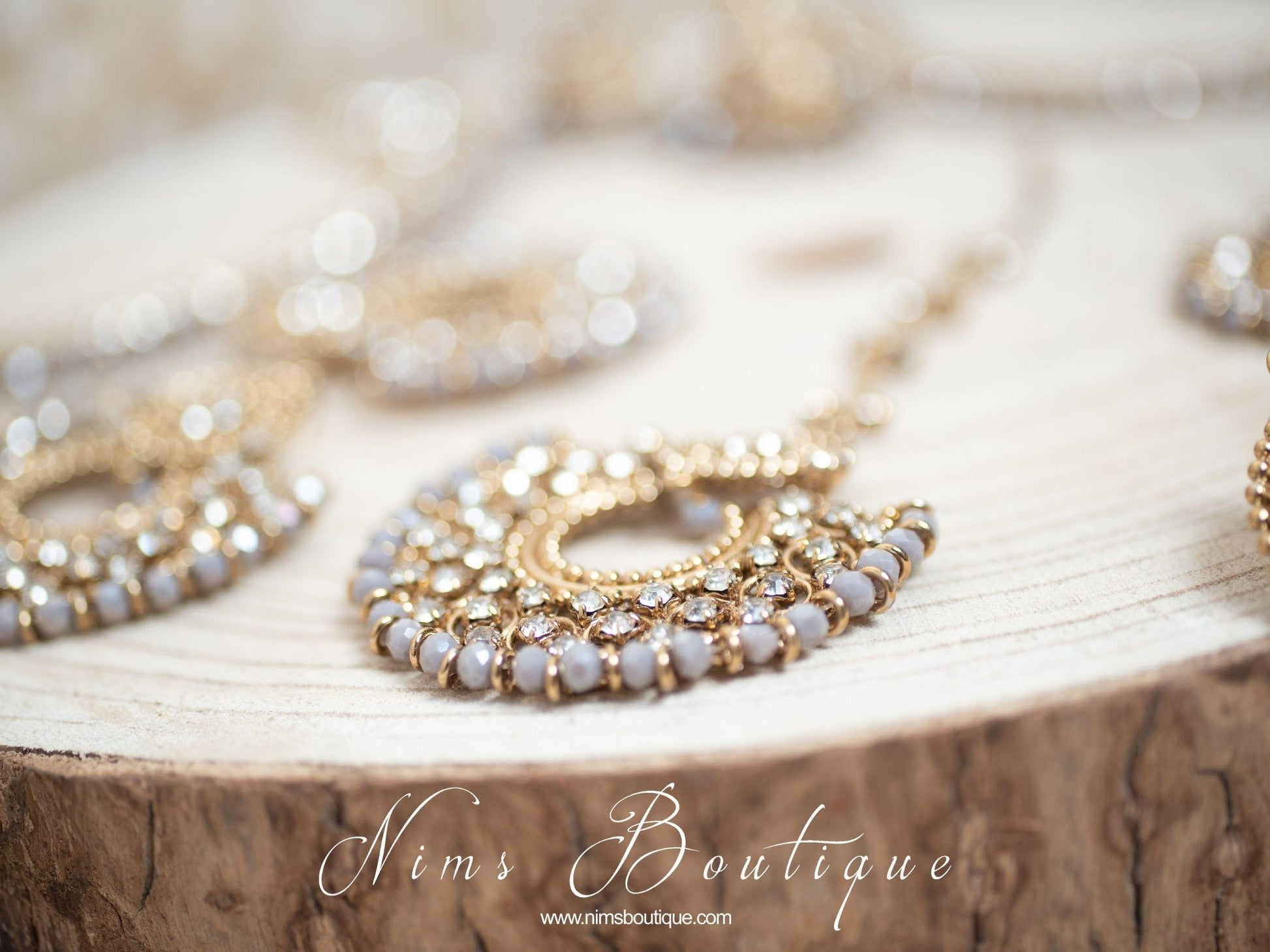 Nims Boutique Royal Grey Chand Tikka Set