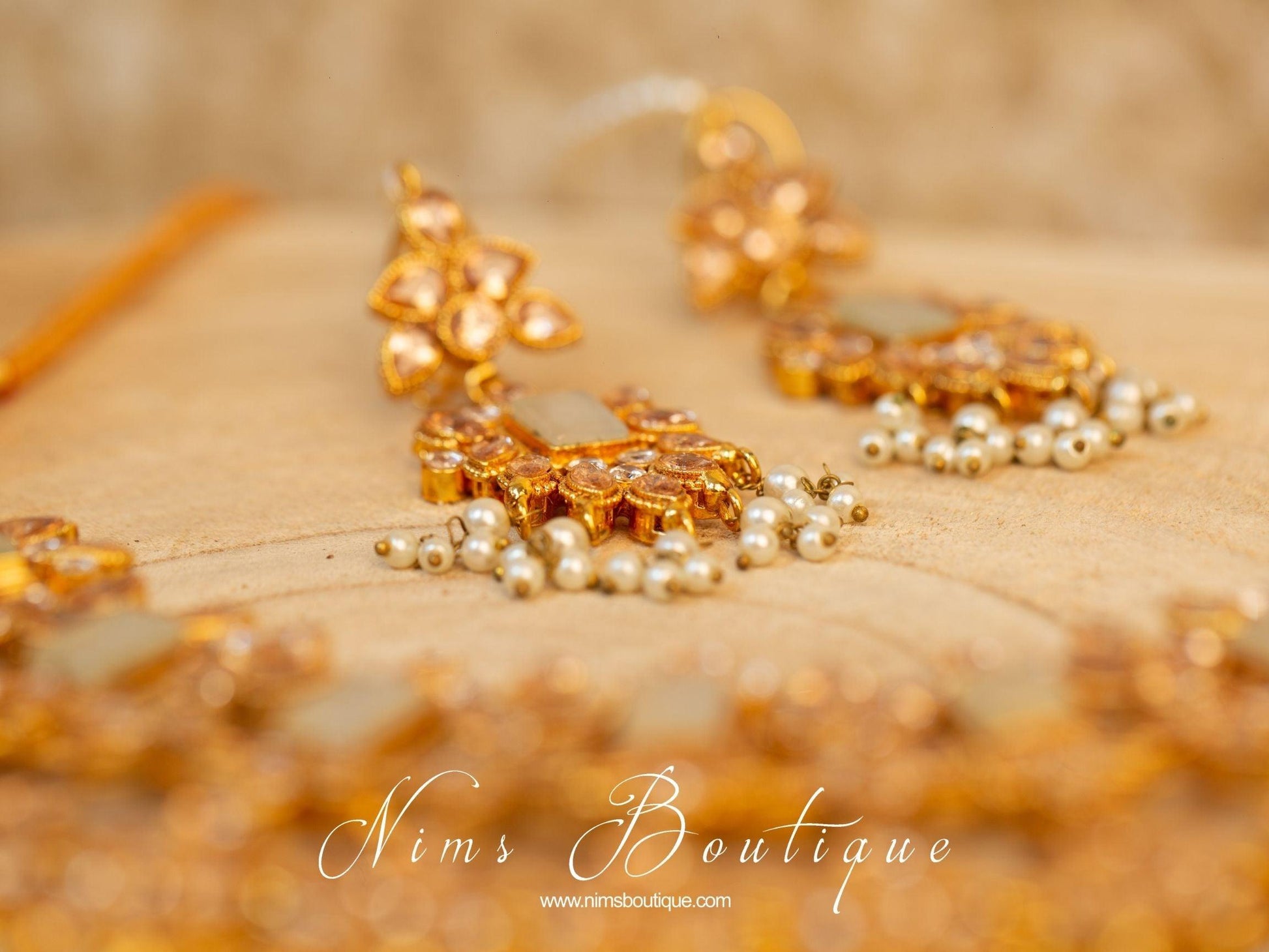 Nims Boutique Pari Maharani Pearl & Gold Set