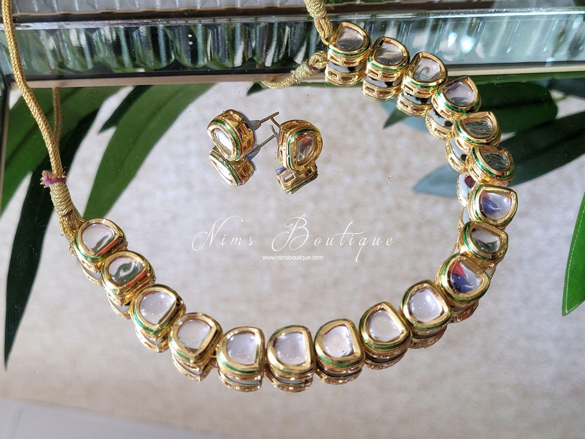Nims Boutique The NB Classic Kundan Set with stud earrings