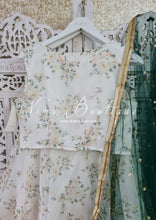 Ivory Floral Print Organza readymade skirt/lehnga (10-12)