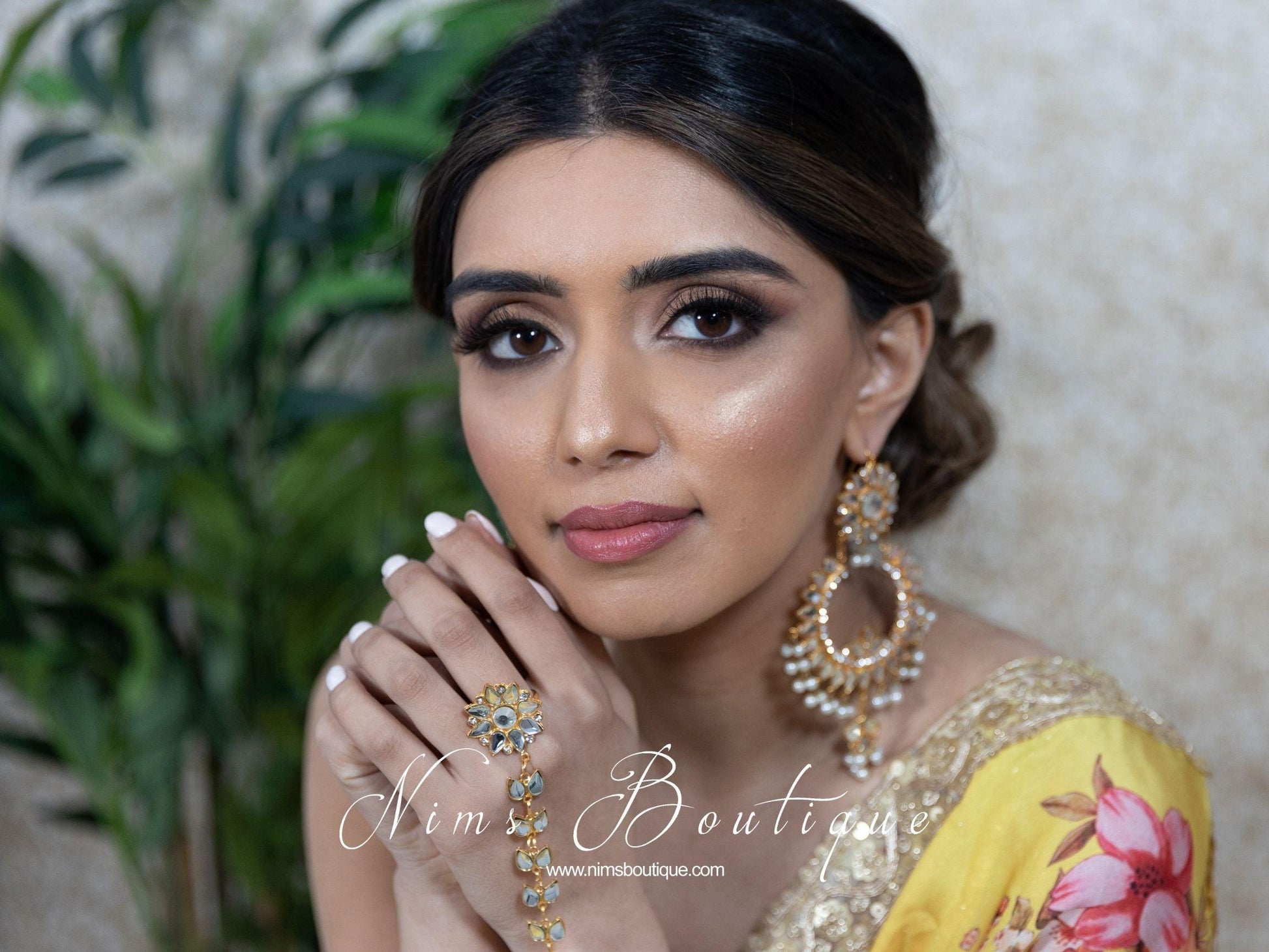 Nims Boutique Tanuja Light Gold & Pearl Maharani Earrings
