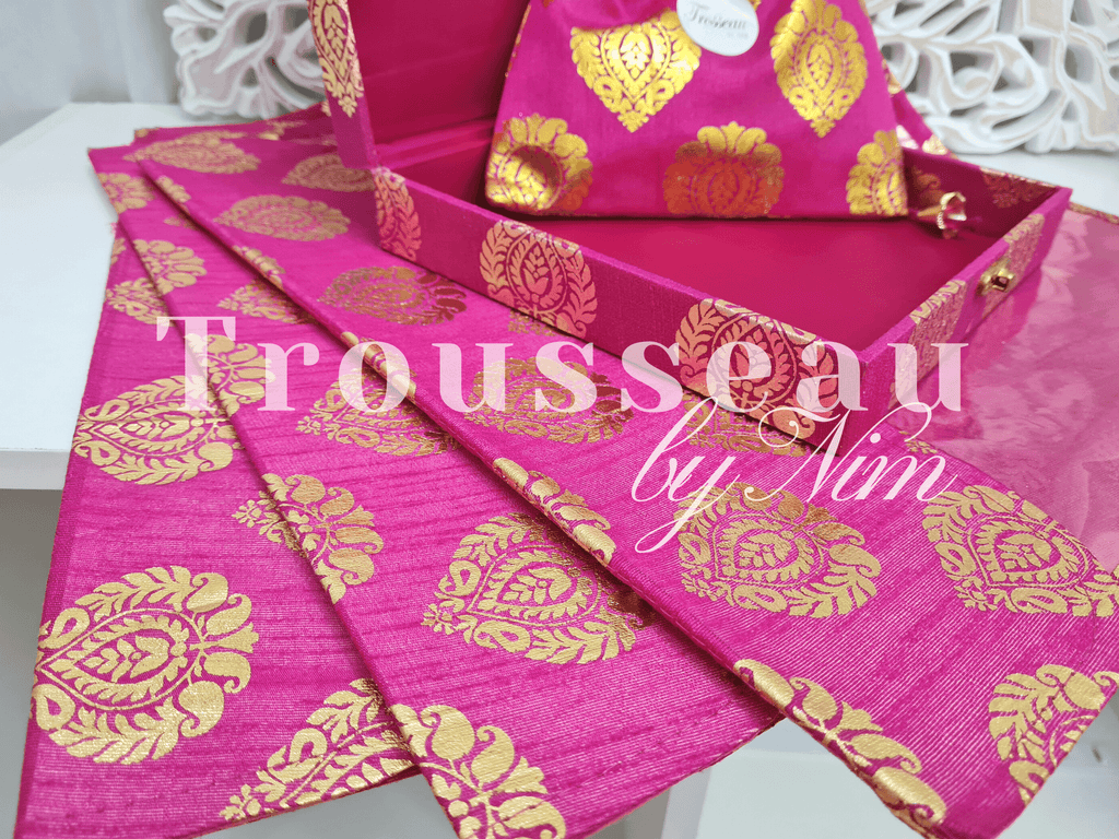 Nims Boutique Hot Pink Paisley Brocade Sari Bag