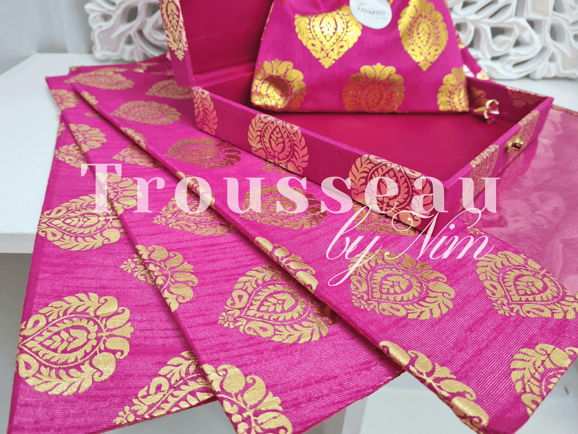 Nims Boutique Hot Pink Paisley Brocade Sari Bag