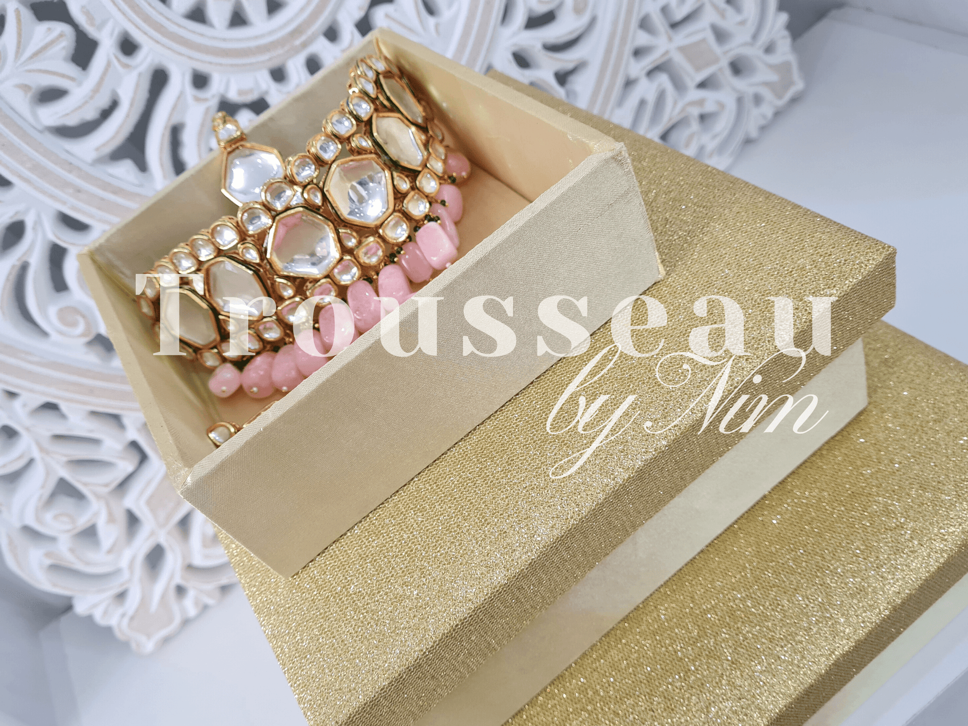 Nims Boutique Luxury Gold Glitter Silk Gift Box Set
