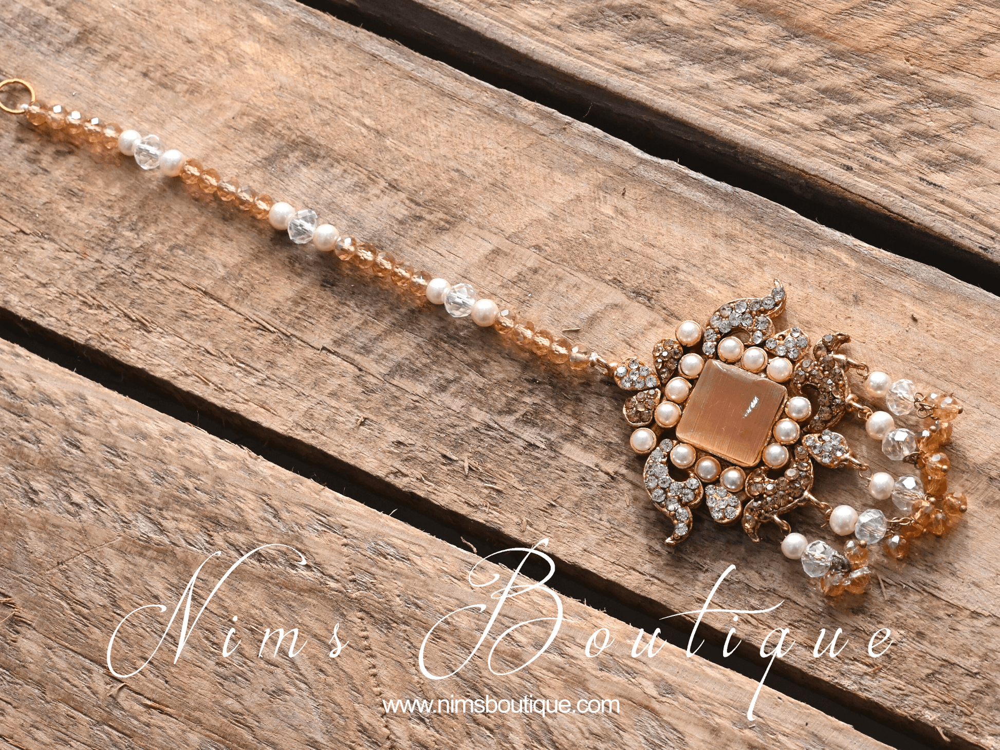 Nims Boutique Ananya Peach Gem Maharani Choker Set