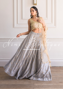Rani Luxury Grey Mirror readymade skirt/lehnga (size 4-22)