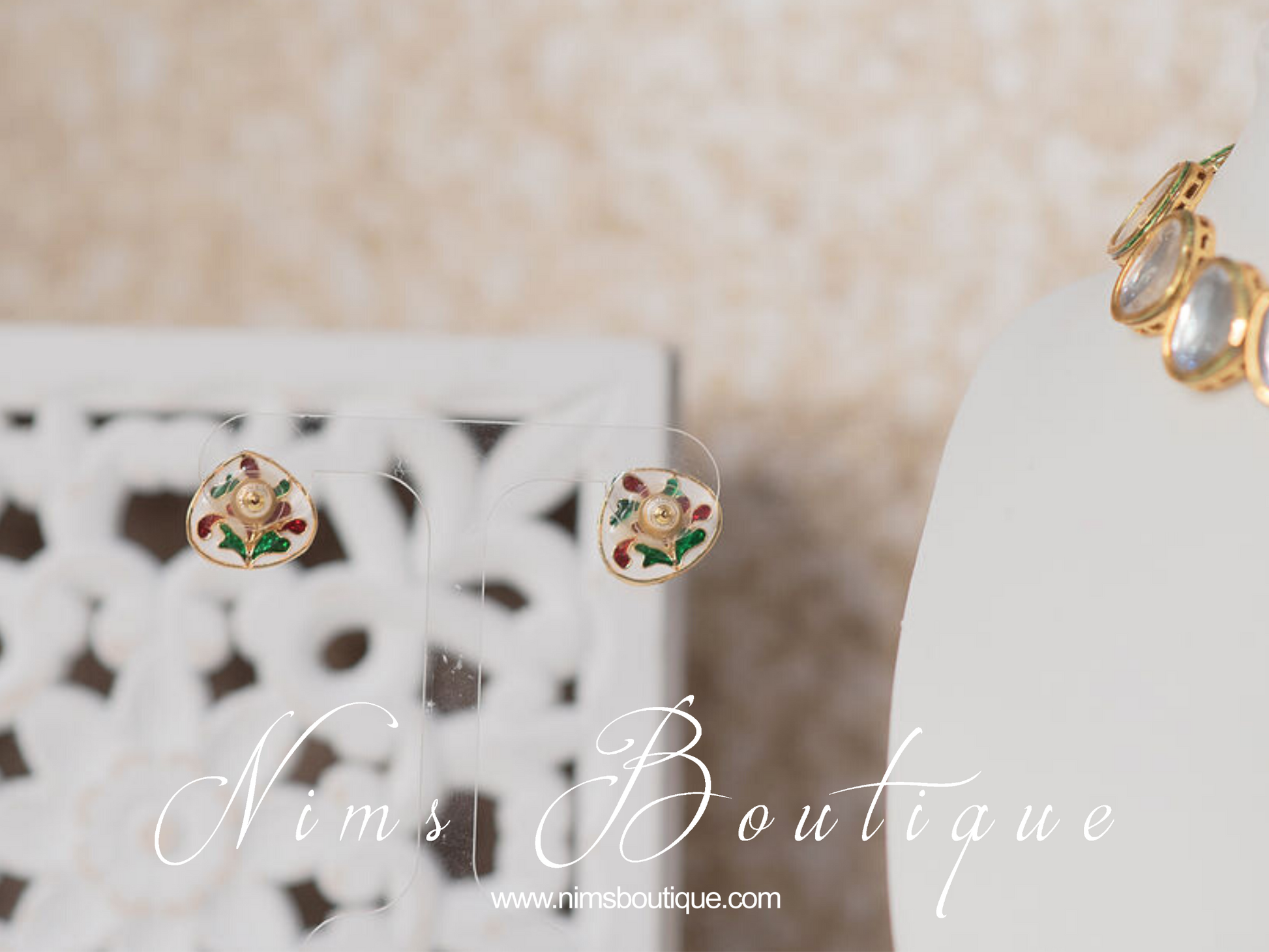 Nims Boutique Lara Classic Kundan Set with stud earrings