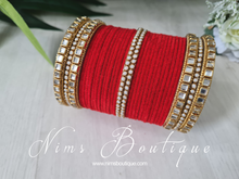 Red Velvet & Kundan Set of Bangles (RV1)