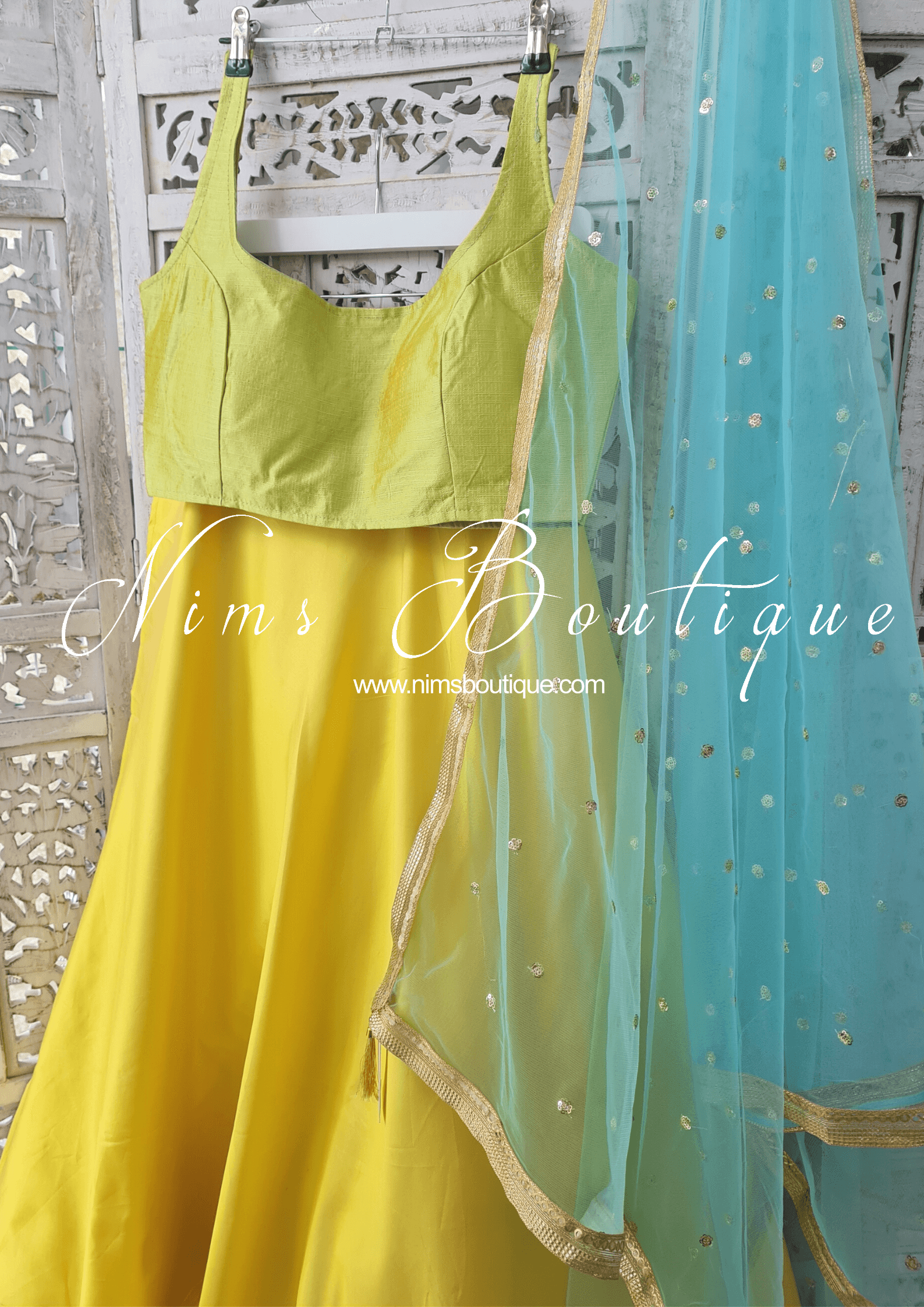 Nims Boutique Light Yellow Plain Semi stitched skirt/lehnga