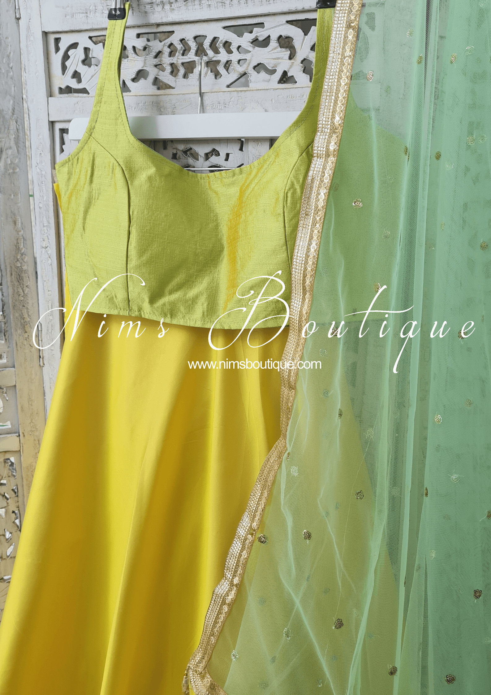 Nims Boutique Light Yellow Plain Semi stitched skirt/lehnga