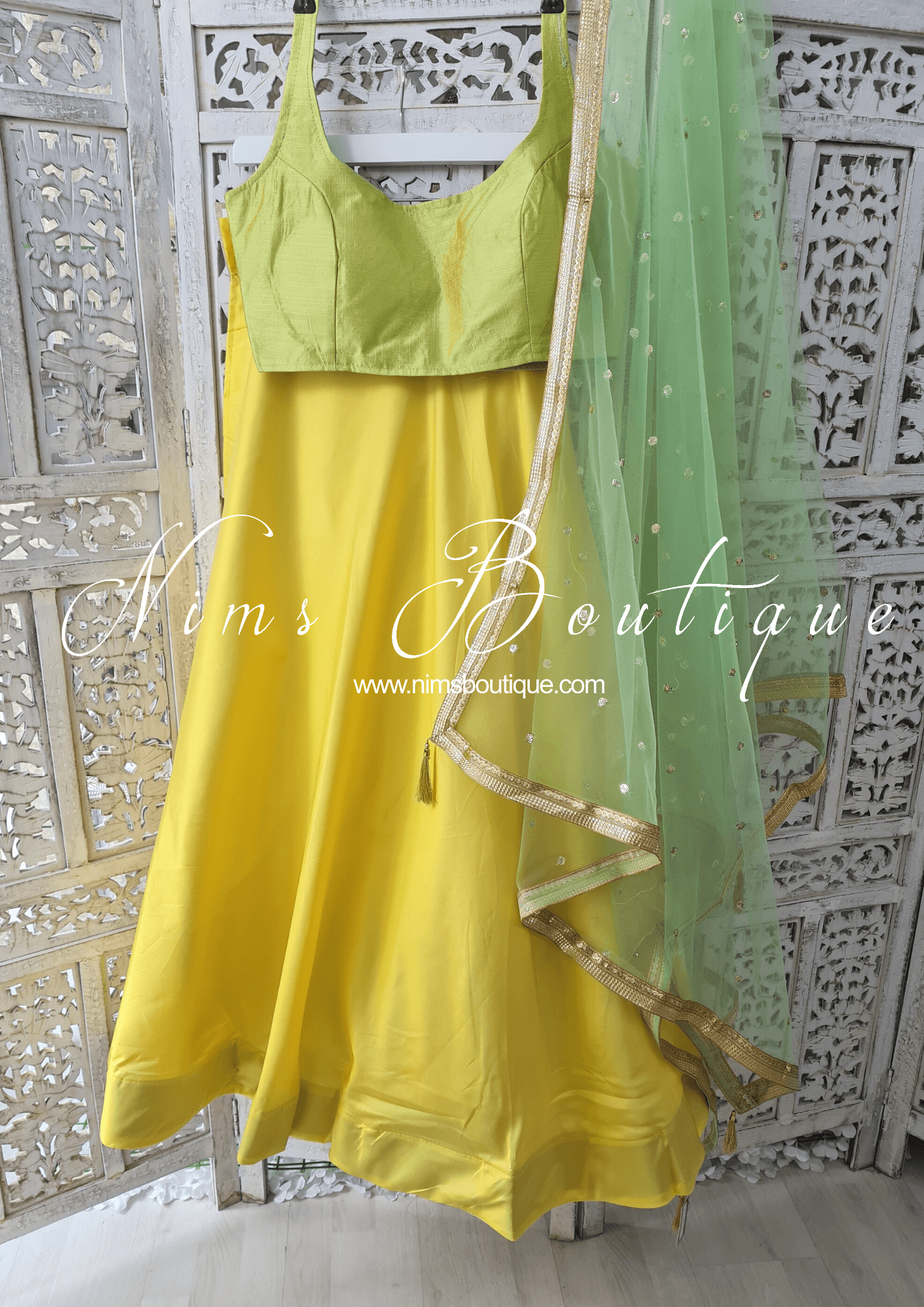 Nims Boutique Light Yellow Plain Semi stitched skirt/lehnga
