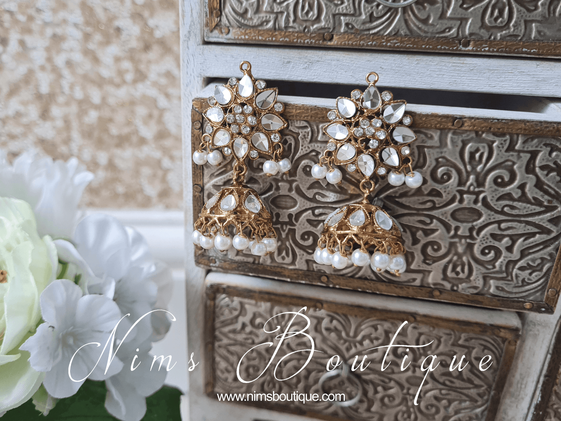 Nims Boutique Small Nandini Royal Antique Gold & Pearl Chumke
